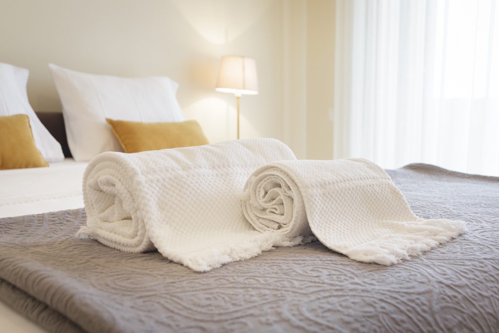 Fresh and clean towels in a bright room